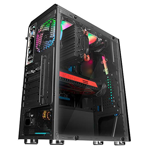 Mars Gaming MCX, Caja de PC ATX, Cristal Templado, Ventilador RGB DUAL RING, Negro