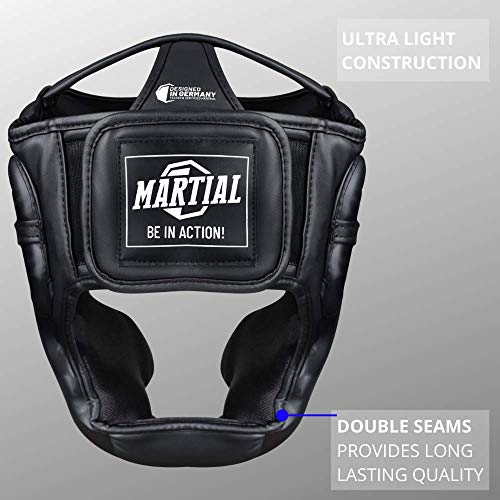 Martial Casco con Alta absorción de Impactos. Protección Facial con Visibilidad Ideal y Baja acumulación de Sudor. Casco de Boxeo para Artes Marciales, MMA, Boxeo, Kickboxing y Sparring.