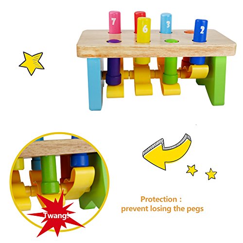 Martillo Juguete Madera Banco de Herramientas Juguete Ocho Colors Clavijas Juego del Número para Niño de 18 Meses Martillo Juguete Madera Banco de Herramientas Juguete Ocho Colors Clavijas Juego del Número para Niño de 18 Meses