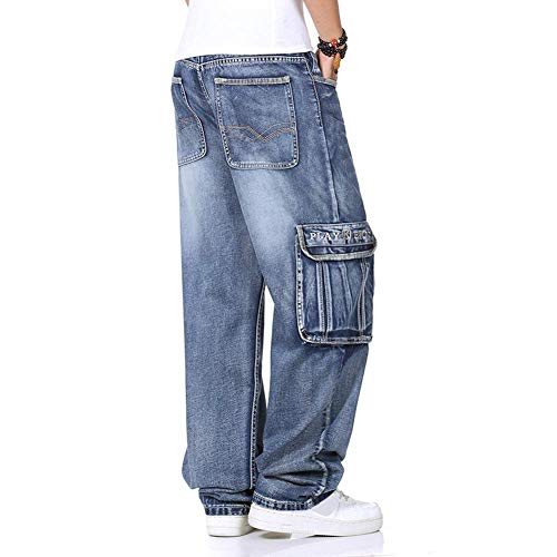 Más Tamaño Mens Denim Cargo Pantalones Vaqueros con Carga Lateral Bolsillo Hip Hop Baggy Jeans Loose Fit Pantalones Largos Tamaño Grande 40 44 46 Más Tamaño Mens Denim Cargo Pantalones Vaqueros con Carga Lateral Bolsillo Hip Hop Baggy Jeans Loose Fit Pantalones Largos Tamaño Grande 40 44 46
