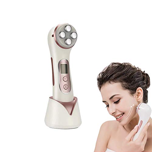 Masajeador de belleza por Ultrasonidos, 5 en 1 RF LED Facial Instrumento Multifuncional Dispositivo anti-edad Rejuvenecimiento de la piel Anti-arrugas Anti-acné Apriete de la Piel Limpieza facial Masajeador de belleza por Ultrasonidos, 5 en 1 RF LED Facial Instrumento Multifuncional Dispositivo anti-edad Rejuvenecimiento de la piel Anti-arrugas Anti-acné Apriete de la Piel Limpieza facial