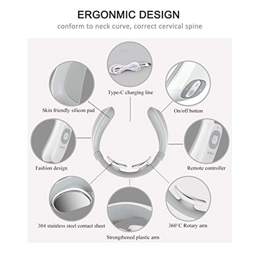 Masajeador de cuello, Masajeador de espalda inalámbrico inteligente con calor,Masajeador de cuello de pulso electromagnético, Masajeador de cuello multifunción para aliviar el dolor muscular Relajarse Masajeador de cuello, Masajeador de espalda inalámbrico inteligente con calor,Masajeador de cuello de pulso electromagnético, Masajeador de cuello multifunción para aliviar el dolor muscular Relajarse