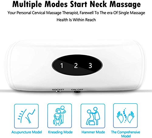Masajeador de cuello, masajeador inteligente inalámbrico, equipo portátil de masaje 3D, vibración + función de impulso, uso en la oficina/casa/viajes/gimnasio (A)