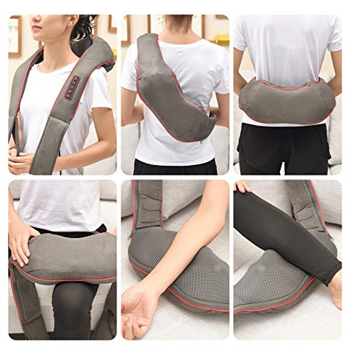 Masajeador de Espalda con Modo de Vibración, 8 Rodillos, 3D Rotación con Calor, 3 Intensidades, 5 Botones, Shiatsu Masajeador Cervical y Espalda/Cuello/Hombro/Piernas, Regalo Perfecto Masajeador de Espalda con Modo de Vibración, 8 Rodillos, 3D Rotación con Calor, 3 Intensidades, 5 Botones, Shiatsu Masajeador Cervical y Espalda/Cuello/Hombro/Piernas, Regalo Perfecto