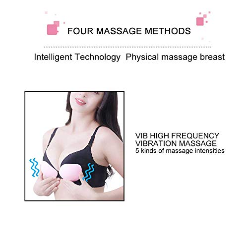 Masajeador de seno eléctrico inalámbrico de vibración de alta frecuencia, ampliación de pecho de compresión caliente Máquina de masaje de seno contra flacidez con 5 engranajes Intensidades ajustables