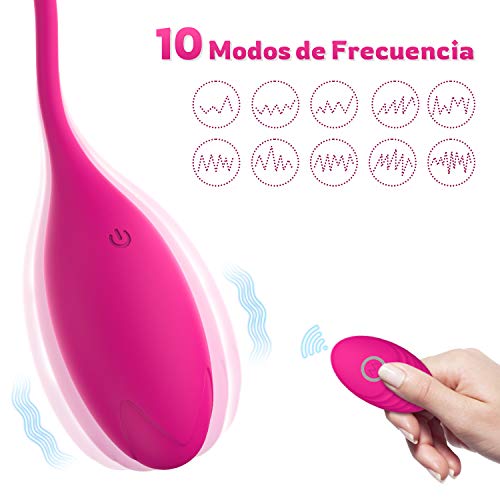 Masajeador Portátil, 10 Modos de Frecuencia, Silicona Suave, Impermeable, Carga USB (Rosa roja）