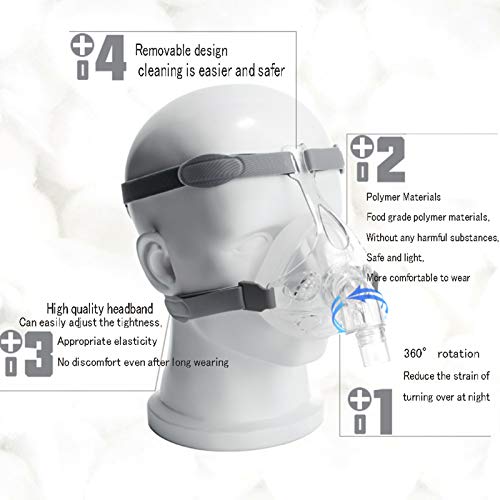 Máscara De Sueño De Cara Completa CPAP con Correa Y Manguera Ajustables para La Cabeza Máscara Facial para Máquina CPAP BIPAP De CPAP Solución De Apnea Antirronquidos