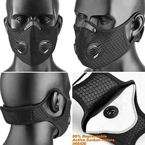 Máscara para Bicicleta con Válvula de Respiración, Filtro de Carbón Activado, Lavable y Reutilizable para Prueba de Polvo,Correr, Andar en Bicicleta, Actividades al aire libre-Negro Máscara para Bicicleta con Válvula de Respiración, Filtro de Carbón Activado, Lavable y Reutilizable para Prueba de Polvo,Correr, Andar en Bicicleta, Actividades al aire libre-Negro