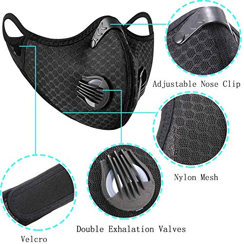 Máscara para Bicicleta con Válvula de Respiración, Filtro de Carbón Activado, Lavable y Reutilizable para Prueba de Polvo,Correr, Andar en Bicicleta, Actividades al aire libre-Negro Máscara para Bicicleta con Válvula de Respiración, Filtro de Carbón Activado, Lavable y Reutilizable para Prueba de Polvo,Correr, Andar en Bicicleta, Actividades al aire libre-Negro