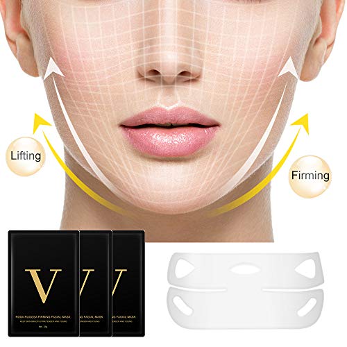 Máscara V Line, HailiCare 8 Pcs Mascarilla Reafirmante Facial, 4D Cara Doble Con Forma V Oreja Colgada Pasta Hidrogel Máscara, Mascarilla hidratante reafirmante de contorno