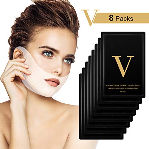 Máscara V Line, HailiCare 8 Pcs Mascarilla Reafirmante Facial, 4D Cara Doble Con Forma V Oreja Colgada Pasta Hidrogel Máscara, Mascarilla hidratante reafirmante de contorno