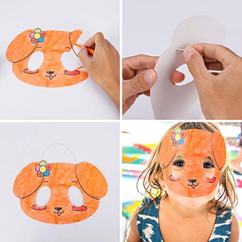 Mascarilla de Animal 24 Piezas Máscaras para Colorear en Blanco DIY Máscara Manualidades Infantiles de Pintura para Halloween Navidad Cosplay Cumpleaños Fiestas