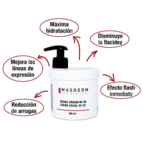 MASDERM | Crema Facial Radiofrecuencia Hidratante | Antiarrugas | Ácido Hialurónico | Colágeno | Profesional | Mujer | 500ml