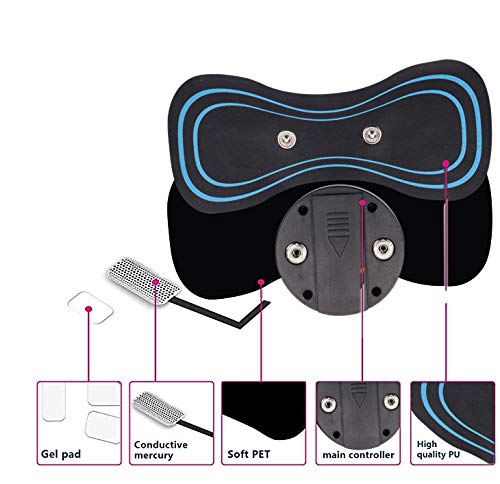 MASOMRUN EMS Masaje de Cuello, Mini Masaje de Cuello Inteligente, calcomanías de Fisioterapia de Cintura, Hombro y Cuello, Hay 6 Modos de Masaje para aliviar la Fatiga y el estrés