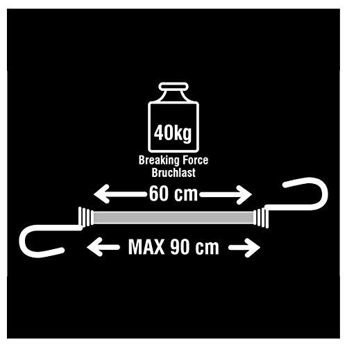 Master Lock 3020EURDAT elásticas, Paquete de 2 Tensores, 60 cm Cuerda, Gancho Invertido-Optimo para Sujetar Cargas Pequeñas, Camping, Mudanzas, Rojo