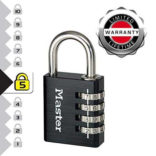 Master Lock 7640EURDBLK Candado con combinación Personalizable y Cuerpo de Aluminio, Negro, 40 mm