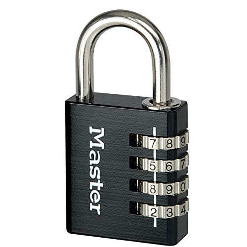 Master Lock 7640EURDBLK Candado con combinación Personalizable y Cuerpo de Aluminio, Negro, 40 mm