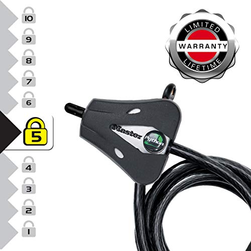 Master Lock Cable Antirrobo [Ajustable - de 30 cm a 1,8 m] [Llave] 8418EURD - Ideal para Asegurar Equipo Deportivo, Instrumentos, Muebles de Jardin