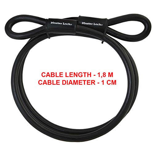 Master Lock Cable con Hebillas de Acero Trenzado y Protección Vinilo, Negro, 1,8 m, 4 Master Lock Cable con Hebillas de Acero Trenzado y Protección Vinilo, Negro, 1,8 m, 4