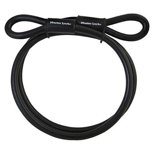 Master Lock Cable con Hebillas de Acero Trenzado y Protección Vinilo, Negro, 1,8 m, 4