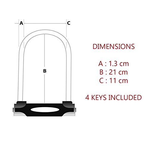 MASTER LOCK Candado Bicicleta U [Llave] [Soporte de Transporte] [Antirrobo Certificado] 8195EURDPRO - Ideal para Bicicleta, Bicicleta Electrica, Bicicleta Montaña