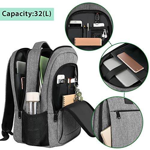 MATEIN Mochila Portatil Hombre Impermeable Mochila para Ordenador Portátil 15.6 Pulgadas Mochila Ejecutivo con Puerto USB para Trabajo Empresarial Profesional Viajar Universidad Colegio - Gris