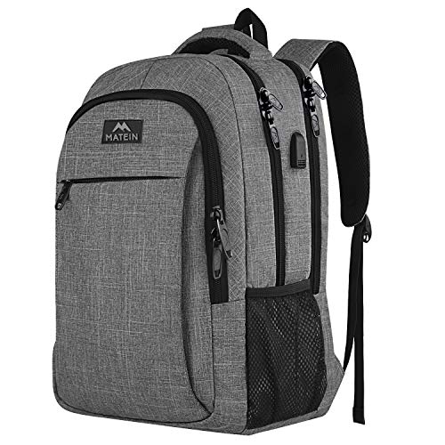 MATEIN Mochila Portatil Hombre Impermeable Mochila para Ordenador Portátil 15.6 Pulgadas Mochila Ejecutivo con Puerto USB para Trabajo Empresarial Profesional Viajar Universidad Colegio - Gris MATEIN Mochila Portatil Hombre Impermeable Mochila para Ordenador Portátil 15.6 Pulgadas Mochila Ejecutivo con Puerto USB para Trabajo Empresarial Profesional Viajar Universidad Colegio - Gris