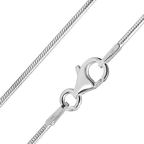 MATERIA Collar para Mujer, Tipo Serpiente y de Plata de Ley 925 Rodiada, 1,7 mm - Tamaños 40 45 50 55 60 cm #K23 - Plata esterlina 925, Cierre de anilla elástica, Esterlina 925, Plata 925 (macizo)