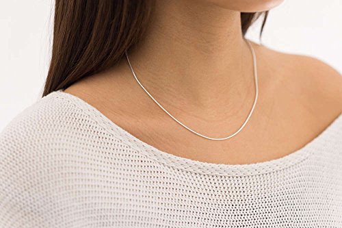 MATERIA Collar para Mujer, Tipo Serpiente y de Plata de Ley 925 Rodiada, 1,7 mm - Tamaños 40 45 50 55 60 cm #K23 - Plata esterlina 925, Cierre de anilla elástica, Esterlina 925, Plata 925 (macizo)