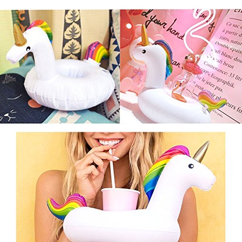 Mattelsen 12 Pcs Posavasos Hinchable de Flotador Unicornio & Flamingo con Bomba Colchonetas y Flotante Juguetes de Piscina Ocio Agua Diversión Juguetes Niños Adultos