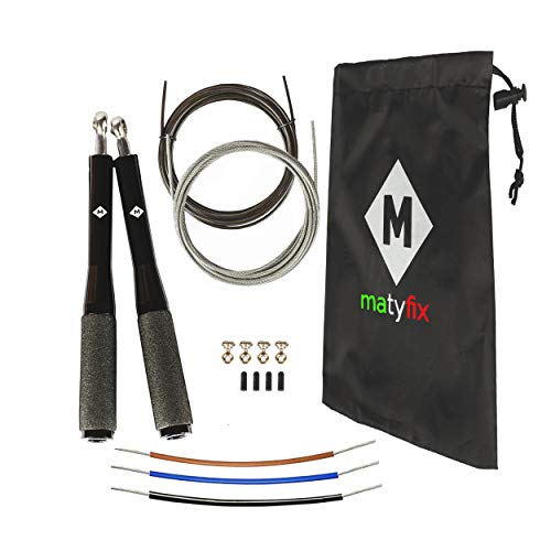 Matyfix Cuerda Profesional Para Saltar De 2ª Generación, Equipo De Fitness Para Hombre Y Mujer, Gimnasio, Jump Rope, Entrenamiento Deportivo, Crossfit, Boxeo, MMA, Kick Boxeo, Speed Jumping (negro)