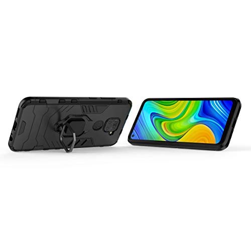 Max Power Digital Funda para móvil Xiaomi Redmi Note 9 (6.53") con Soporte Anillo Metálico - Carcasa Híbrida Antigolpes Resistente (Xiaomi Redmi Note 9, Negro)