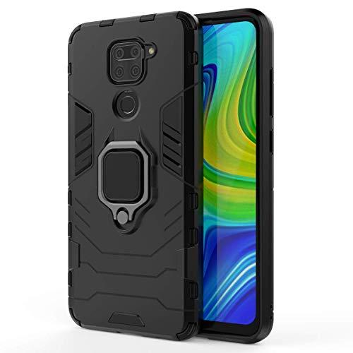 Max Power Digital Funda para móvil Xiaomi Redmi Note 9 (6.53") con Soporte Anillo Metálico - Carcasa Híbrida Antigolpes Resistente (Xiaomi Redmi Note 9, Negro)