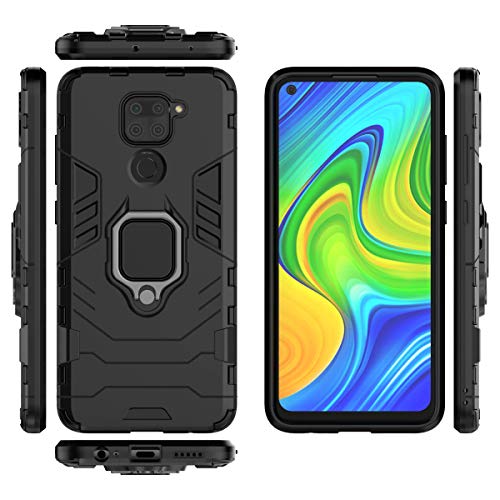 Max Power Digital Funda para móvil Xiaomi Redmi Note 9 (6.53") con Soporte Anillo Metálico - Carcasa Híbrida Antigolpes Resistente (Xiaomi Redmi Note 9, Negro)