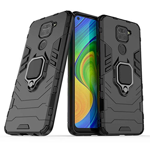 Max Power Digital Funda para móvil Xiaomi Redmi Note 9 (6.53") con Soporte Anillo Metálico - Carcasa Híbrida Antigolpes Resistente (Xiaomi Redmi Note 9, Negro)