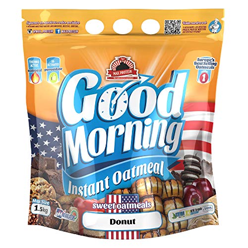 Max Protein - Good Morning Instant Oatmeal, Harina de avena, 1,5kg Donut (Pack 2 ud.)
