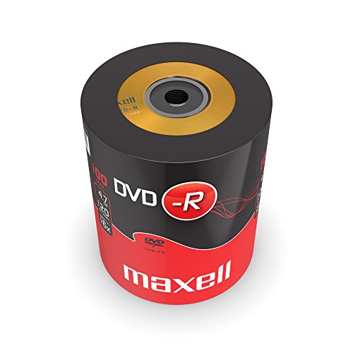Maxell 275733 DVD-R 4.7 GB 16X 120 min Video (100 Discos – Envoltura retráctil)
