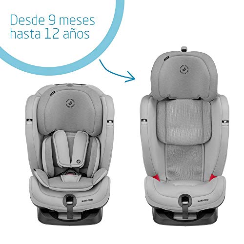 Maxi-Cosi Titan Plus Silla Coche bebé grupo 1/2/3 isofix, 9 - 36 kg, silla auto bebé reclinable con reductor y Clima Flow para el control de la temperatura, crece con el niño 9 meses- 12 años, gris