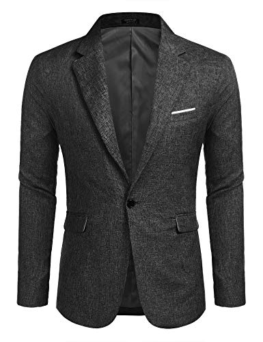 MAXMODA Blazer Hombre Slim Fit Chaqueta Blazer Casual Botón Negro