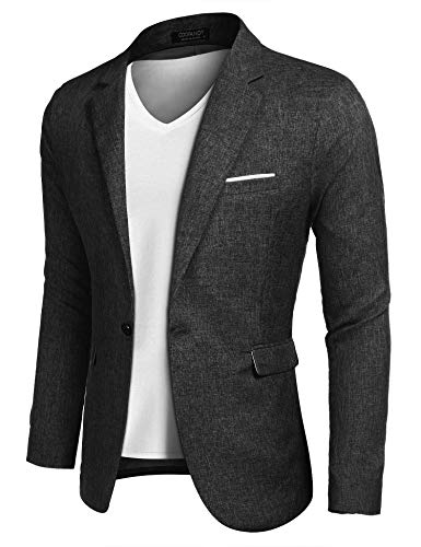 MAXMODA Blazer Hombre Slim Fit Chaqueta Blazer Casual Botón Negro