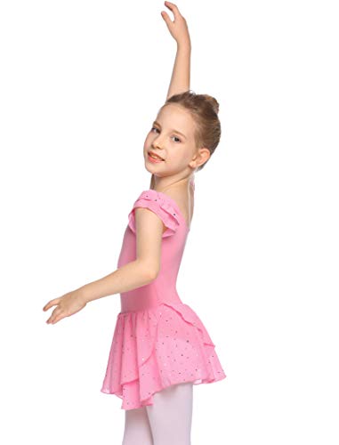 MAXMODA Maillot de ballet para niña, bonito y cómodo, vestido de ballet con puntos brillantes, maillot de ballet para niños de 3 a 11 años, 160