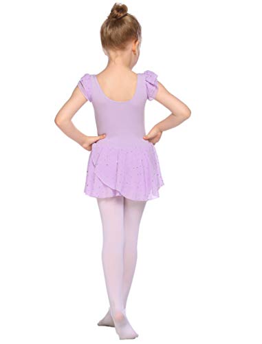 MAXMODA Maillot de ballet para niña, bonito y cómodo, vestido de ballet con puntos brillantes, traje de ballet para niños de 3 a 11 años, 150
