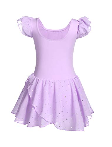 MAXMODA Maillot de ballet para niña, bonito y cómodo, vestido de ballet con puntos brillantes, traje de ballet para niños de 3 a 11 años, 150