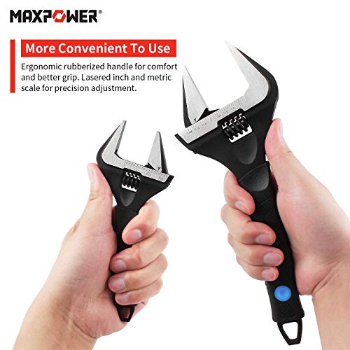 MAXPOWER Llave Ajustable, 2 Piezas Corto Vástago Gran Apertura Llave Inglesa Ajustable Para Baño, Desmontaje Tuerca Tubo, 150mm-250mm en una Bolsa. MAXPOWER Llave Ajustable, 2 Piezas Corto Vástago Gran Apertura Llave Inglesa Ajustable Para Baño, Desmontaje Tuerca Tubo, 150mm-250mm en una Bolsa.