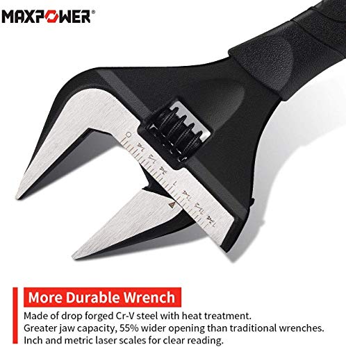 MAXPOWER Llave Ajustable, 2 Piezas Corto Vástago Gran Apertura Llave Inglesa Ajustable Para Baño, Desmontaje Tuerca Tubo, 150mm-250mm en una Bolsa. MAXPOWER Llave Ajustable, 2 Piezas Corto Vástago Gran Apertura Llave Inglesa Ajustable Para Baño, Desmontaje Tuerca Tubo, 150mm-250mm en una Bolsa.