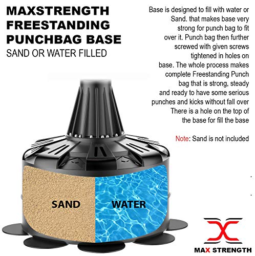 MAXSTRENGTH Saco de boxeo de pie de 1,8 m, resistente, para boxeo, artes marciales mixtas y artes marciales mixtas (negro/rojo Strike 360)