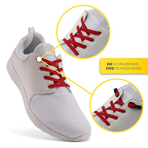 MAXX laces Cordones elásticos y planos, tensión ajustable para no tener que atar los zapatos, fáciles de usar, compatibles con todos los zapatos (weiss)