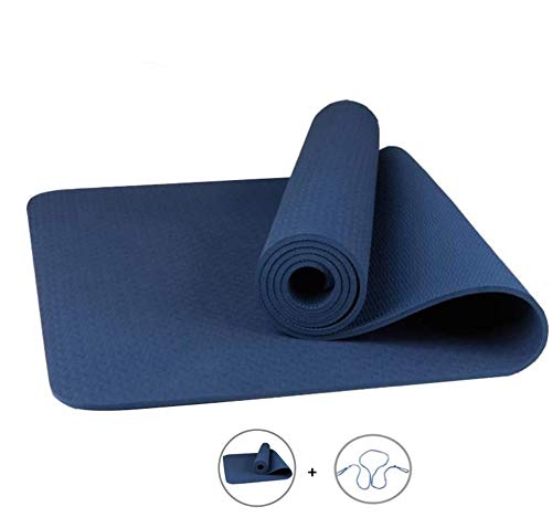 MAXYOGA® Esterilla para Yoga Pilates Gimnasia de Material ecológico TPE. Yoga Mats Esterilla Antideslizante y Ligero de 6mm de Grosor, tamaño 183cm x 61cm. - Azul Solo