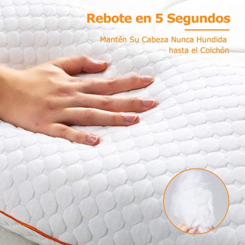 Maxzzz Pack de 2 Almohadas 42x70cm para Dormir Almohadas Fibra de Bambú Hipoalergénicas y Antiácaros Almohada de Hotel Dormoir de Lado Boca Abajo y Boca Arriba con Funda Lavable