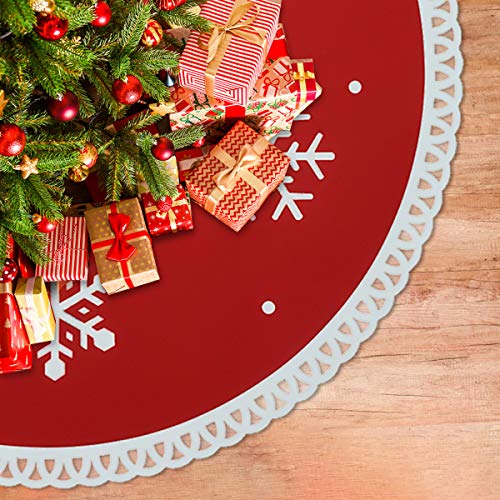 Mayepoo Fieltro Falda de árbol de Navidad, Base del Árbol de Navidad, Fiesta de Navidad y Decoraciones para el Hogar, Copo de Nieve